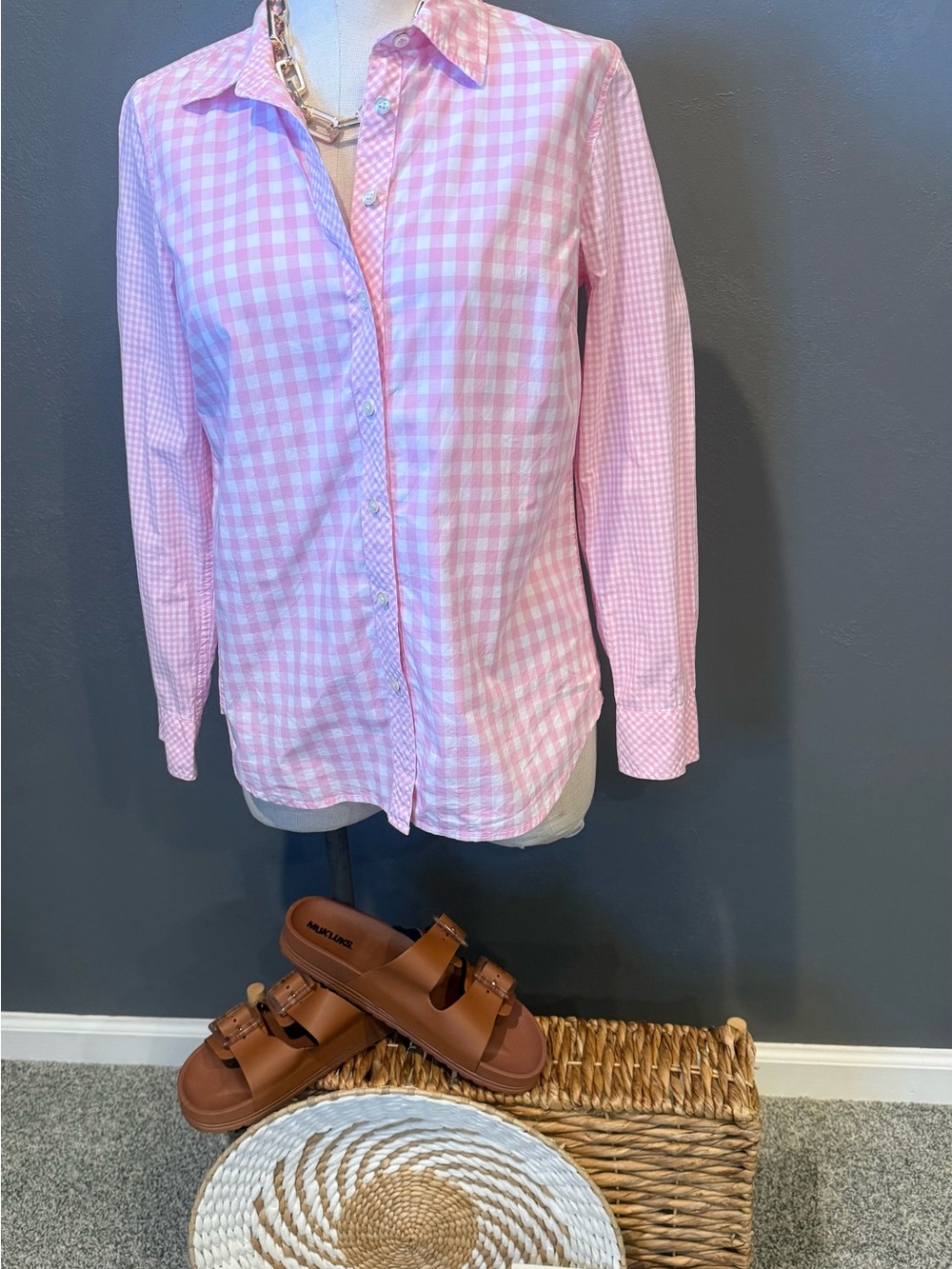 Talbots Pink Gingham Button-Down Shirt